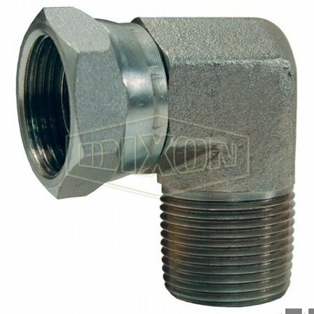 DIXON Swivel Nut Elbow, 1-11-1/2 x 3/4-14 Nominal, Female NPSM x MNPT, Steel, Domestic 1501-12-16